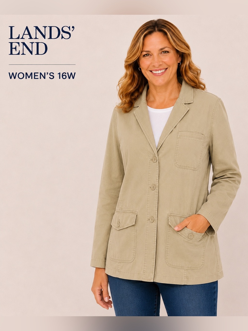Eddie Bauer Legend Wash Khaki Utility Jacket Blazer Women’s 16W